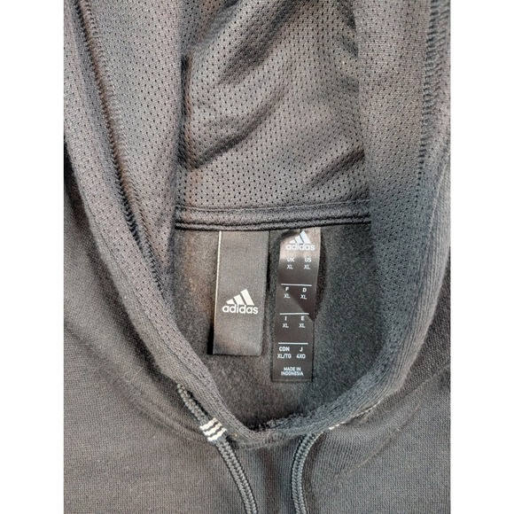 Adidas Mens Colorblock Pullover Hoodie Black White Logo Fleece XL FN6373 - Picture 2 of 10